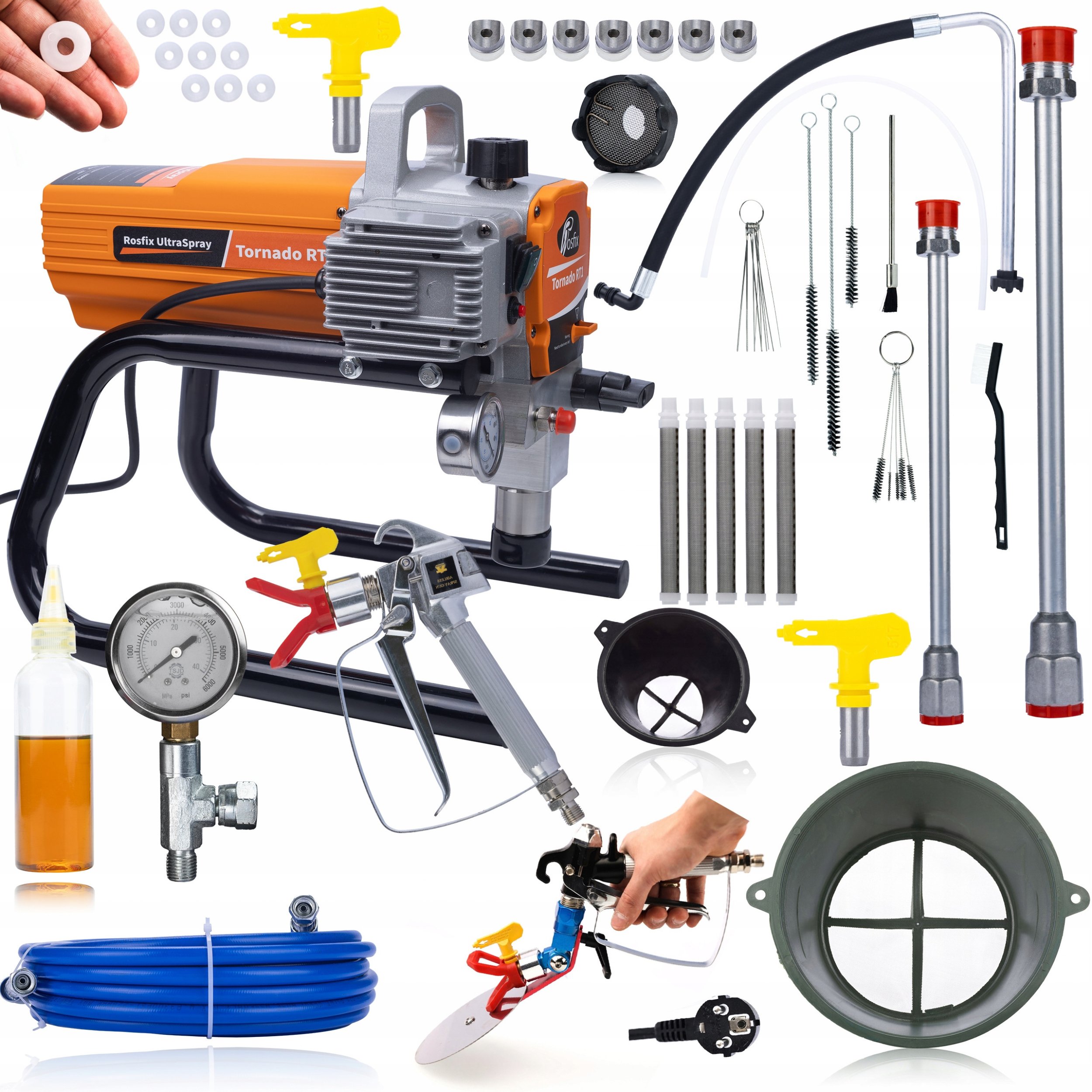 WIELKI ZESTAW AGREGAT MALARSKI HYDRODYNAMICZNY ROSFIX 1800W FILTRY DYSZE HQ