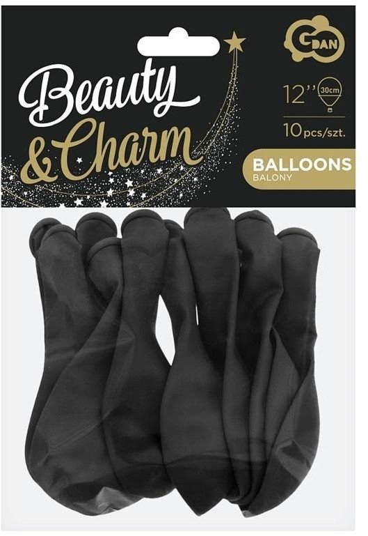 Balony pastelowe Beauty&Charm czarne 30cm 10szt