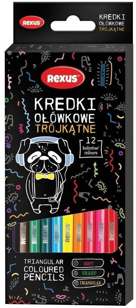 Kredki ołówkowe trójkątne 12kolorów