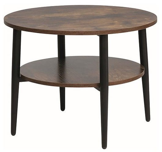 Stolik kawowy okrągły z półką ELLA B brąz rustykalny