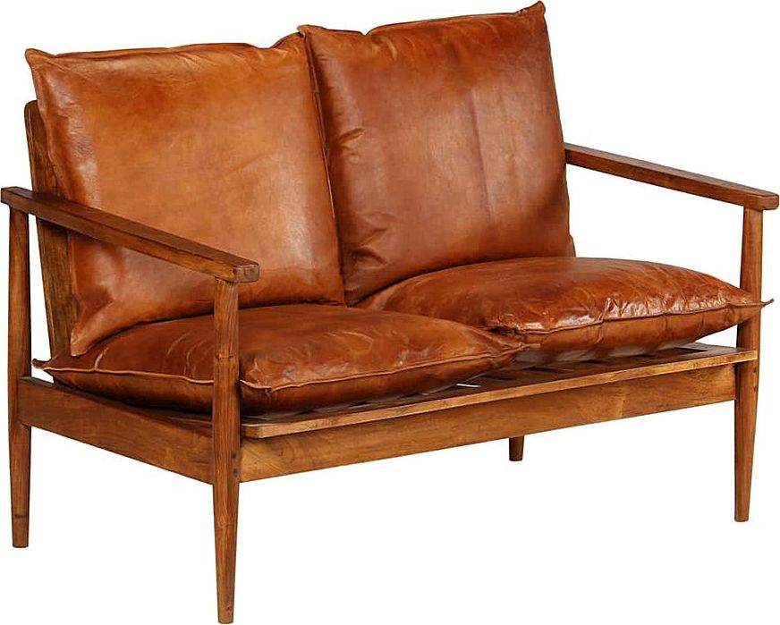 Elior Elegancka skórzana sofa Stera - brązowa