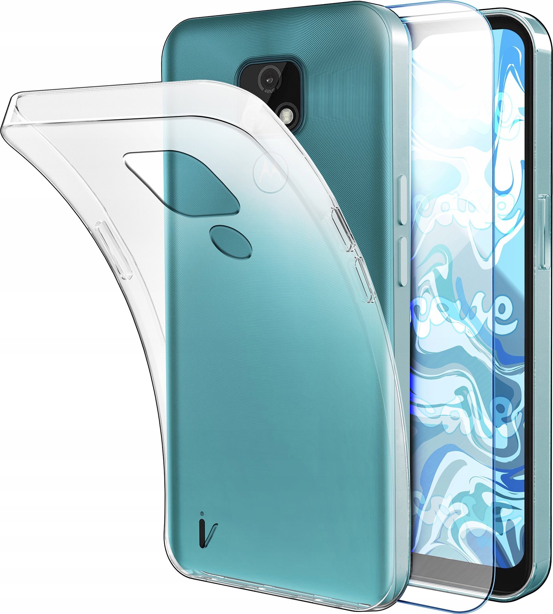 Etui Do Motorola Moto E7 (Przezroczyste, Silikonowe, Ochronne) Szkło 9H