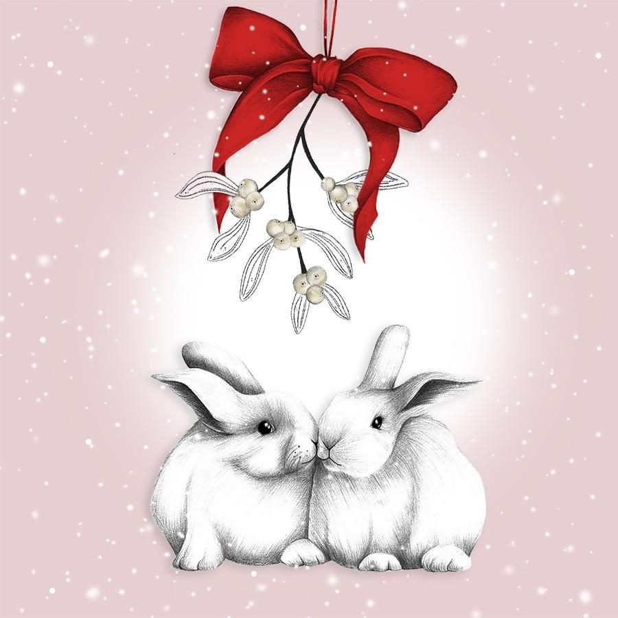 Clear Creation Karnet Swarovski - kwadrat. Święta, Króliki