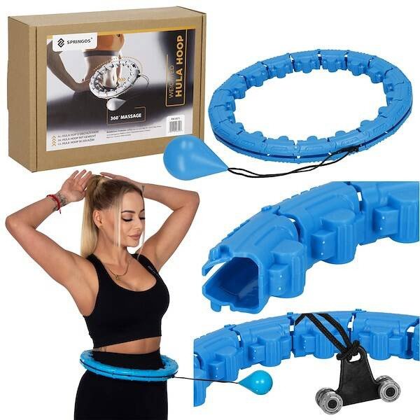 Hula hop z obciążeniem i masażerem odchudzające 24 wypustki niebieskie UNIWERSALNY