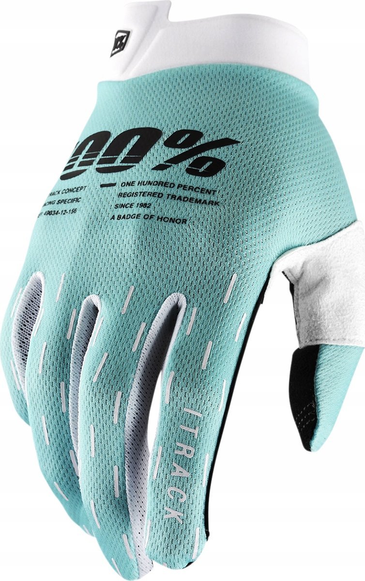 100% Rękawiczki 100% ITRACK Glove aqua roz. L (długość dłoni 193-200 mm) (NEW)