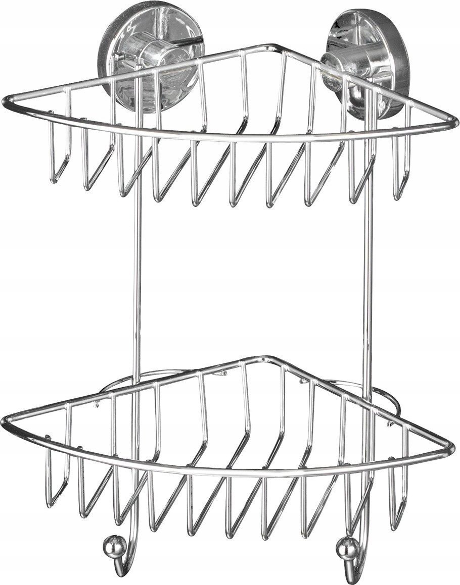 Wenko Narożna półka łazienkowa BARI, Vacuum-Loc, 2 poziomy - stal chromowana, WENKO