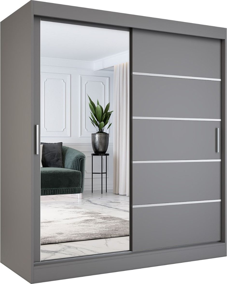 MKPOL Szafa przesuwna MODUO COMFORT 3 180 antracyt z lustrem