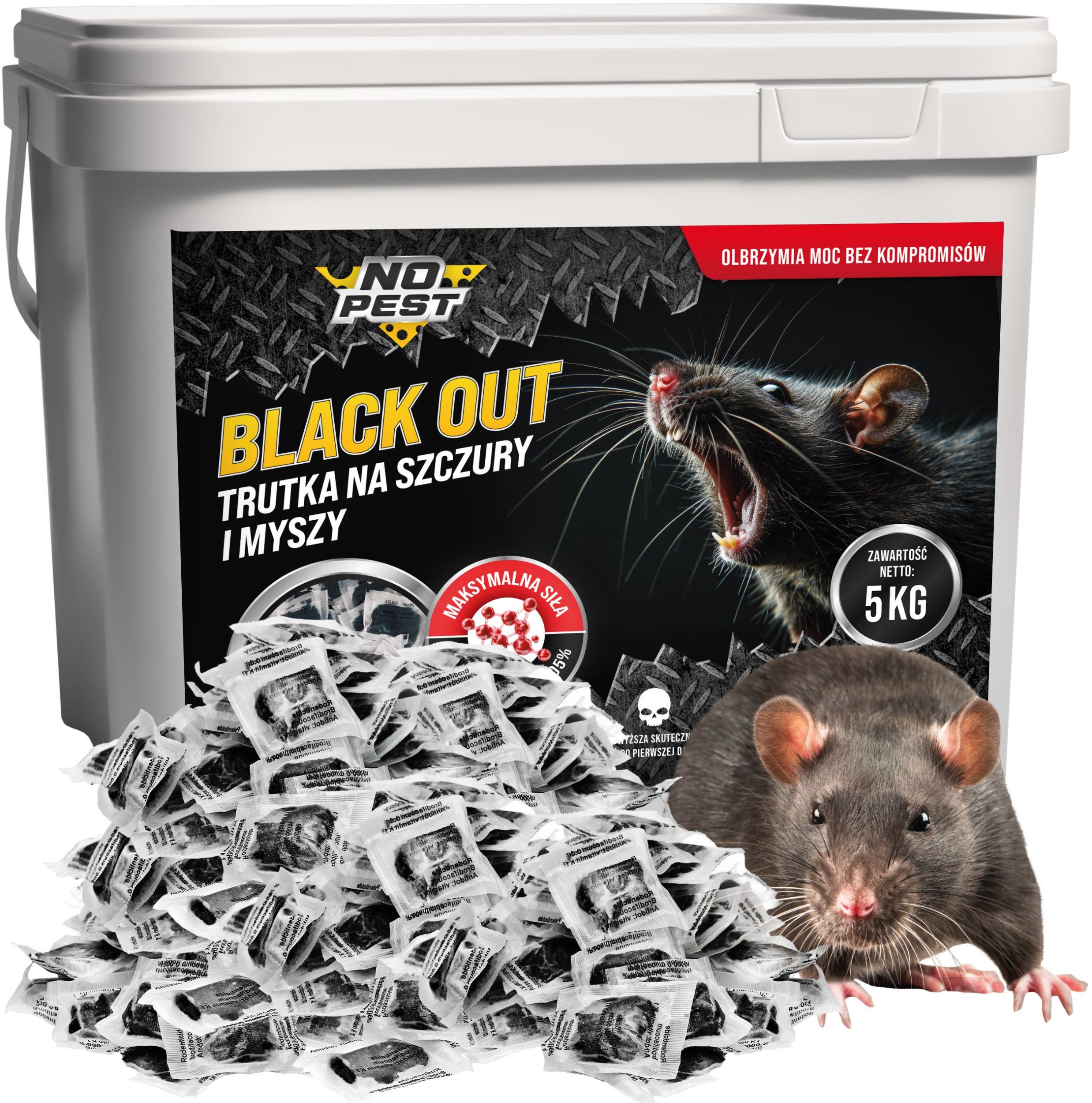 Trutka Trucizna Środek na Myszy Szczury Gryzonie 5kg Czarna Pasta Brodifakum Przeciw Myszom Szczurom