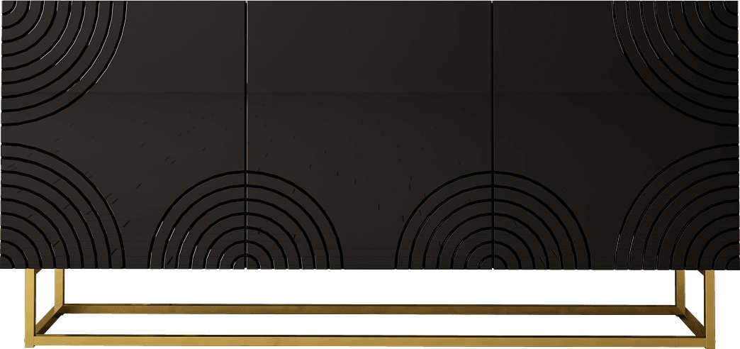 MEGSTYL KOMODA 190CM RONDA 02 Czarny mat - Czarny połysk