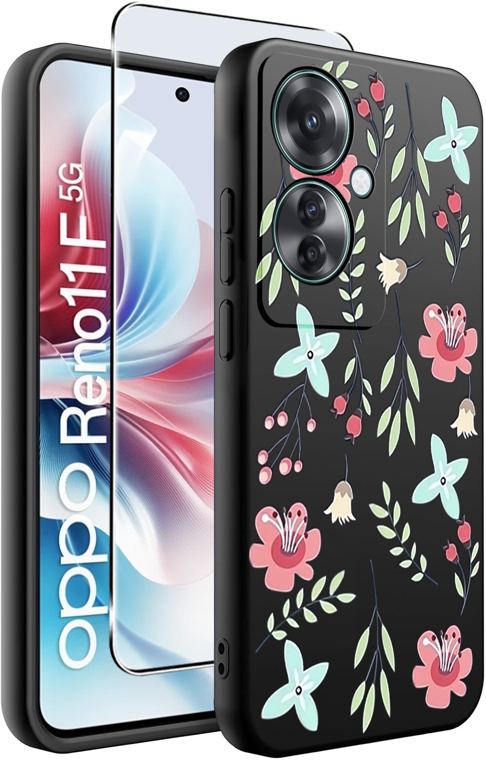 ETUI do Oppo Reno11 F 5G WZORY | SILIKONOWE MATT CASE + SZKŁO HARTOWANE 9H