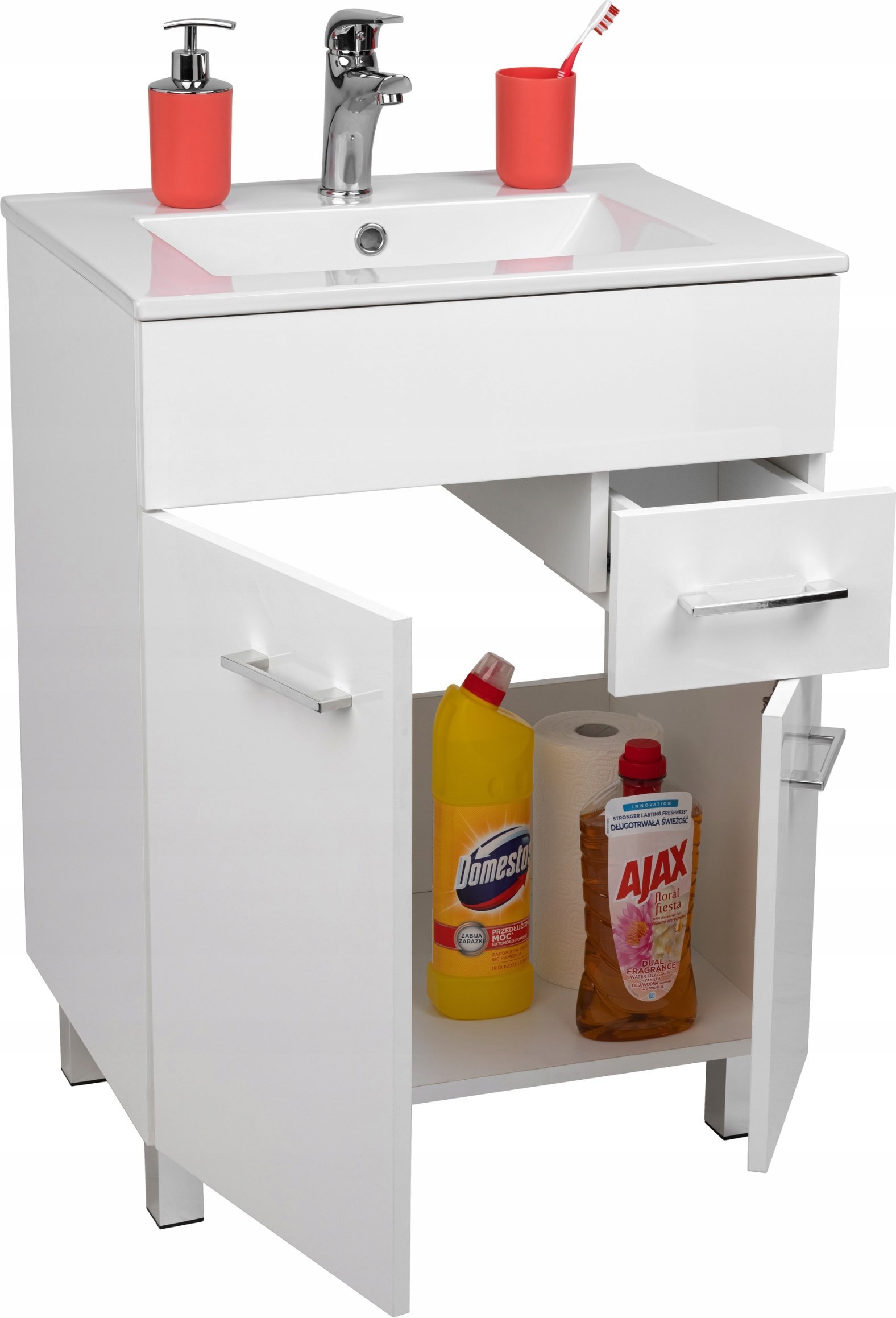 Szafka z Umywalką stojąca 60 x47 połysk szufladka
