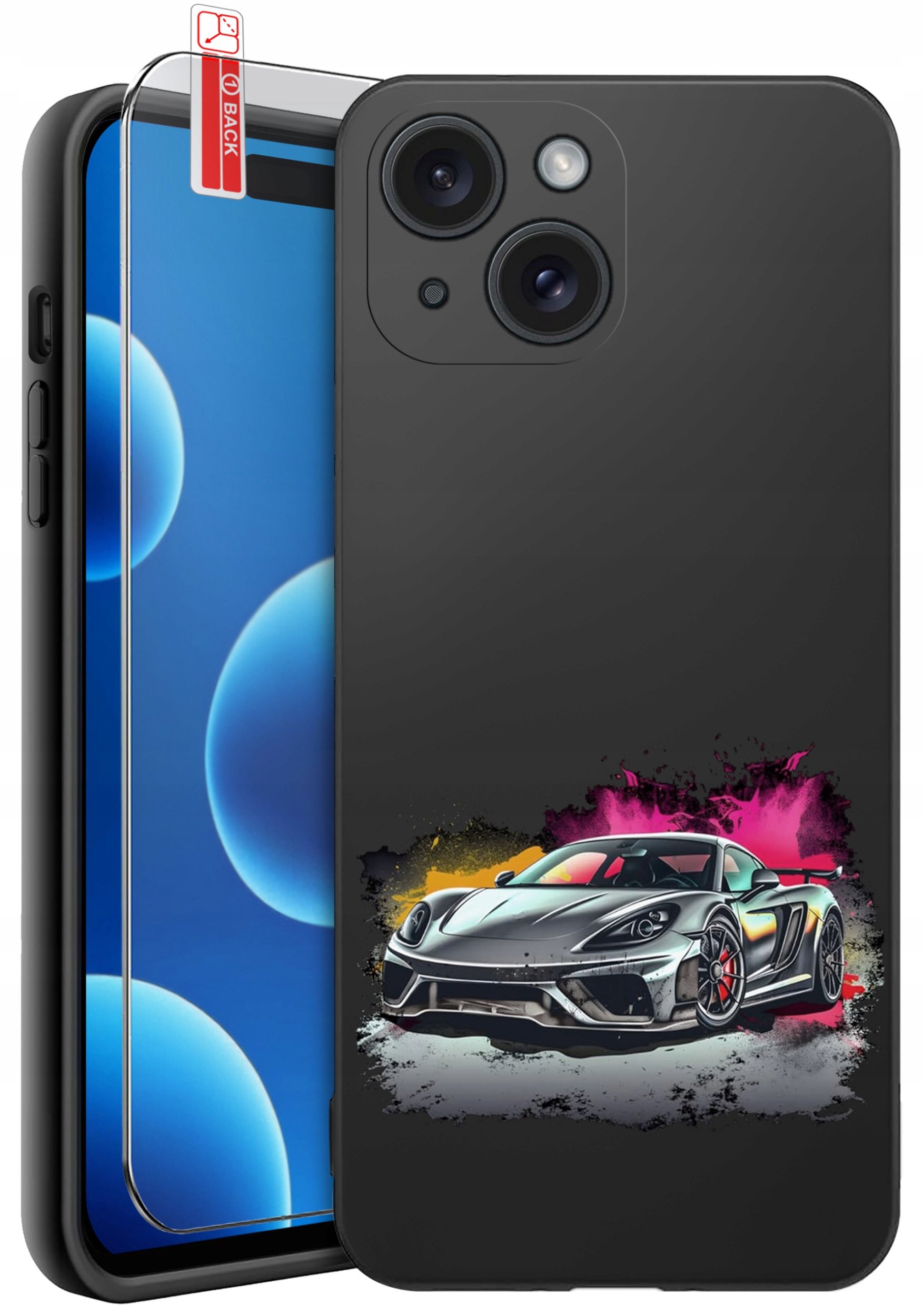 ETUI do iPhone 15 | WZORY | SILIKONOWE MATT CASE + SZKŁO 9H