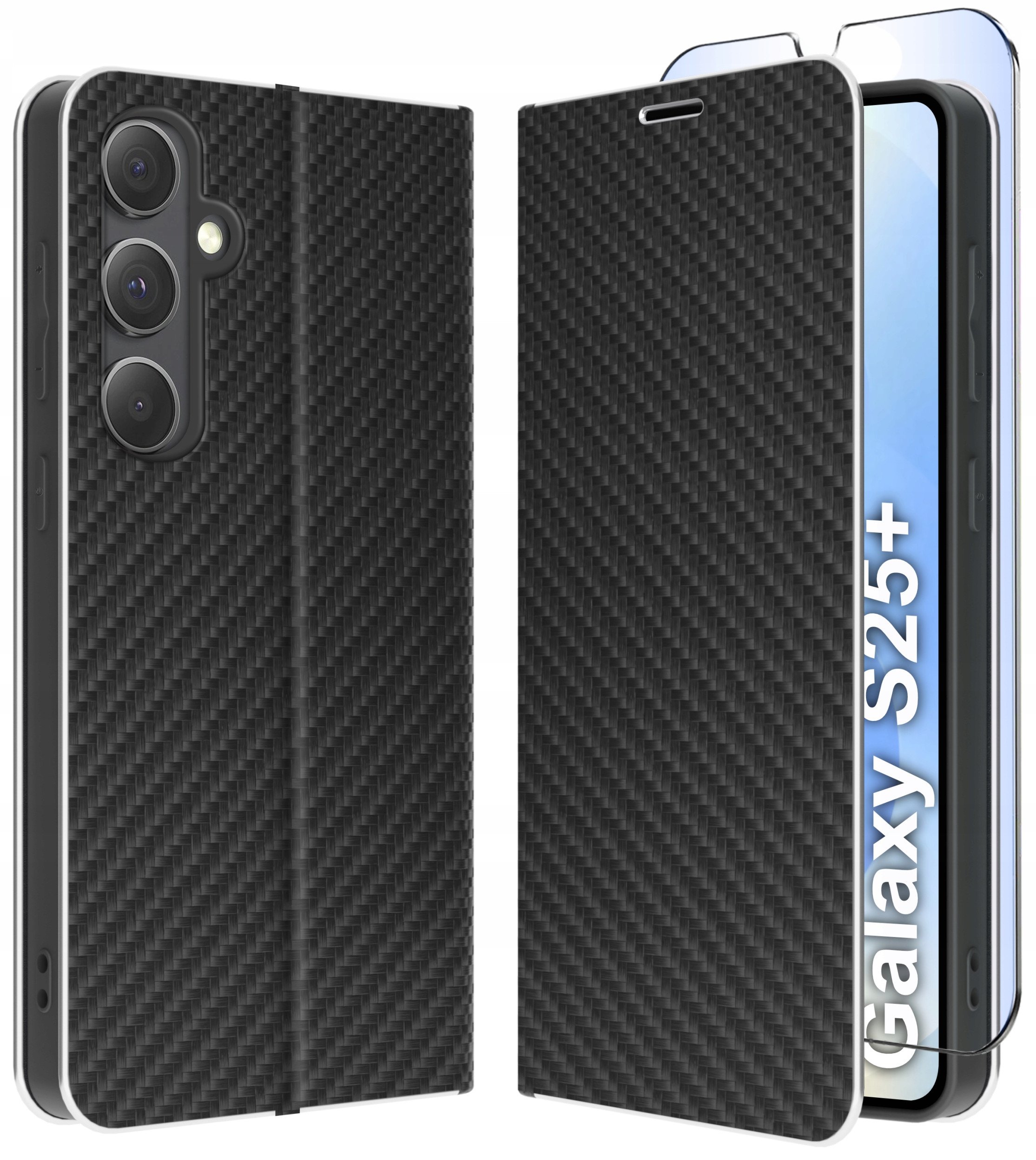 ETUI do Samsung S25+ Plus | CARBON PORTFEL BOOK TOKRA CASE CLASSIC + SZKŁO