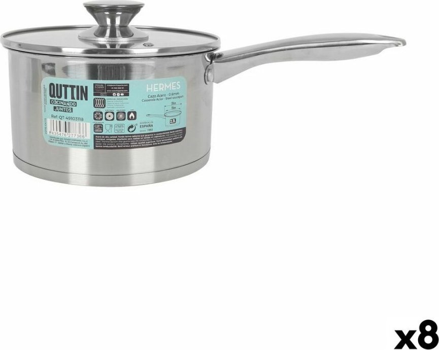 Quttin Garnek z Pokrywką Quttin Hermes 2,2 L Stal (8 Sztuk)