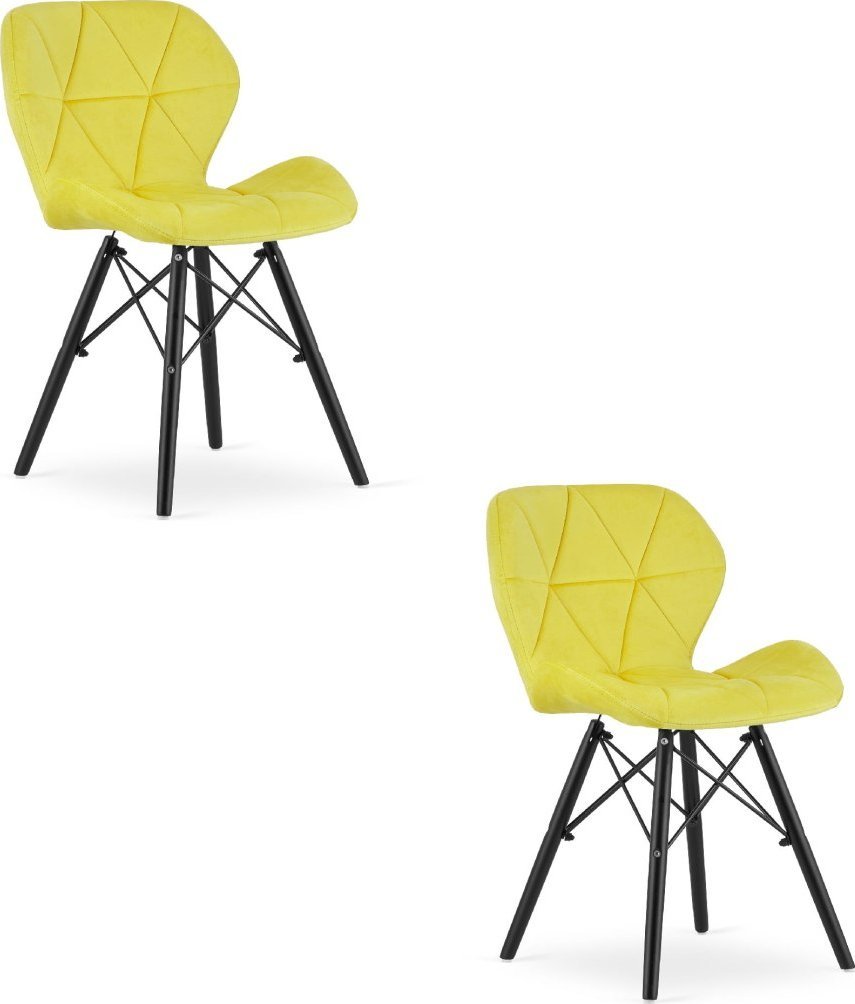 Leobert Krzesło LAGO Aksamit - żółte / nogi czarne x 2