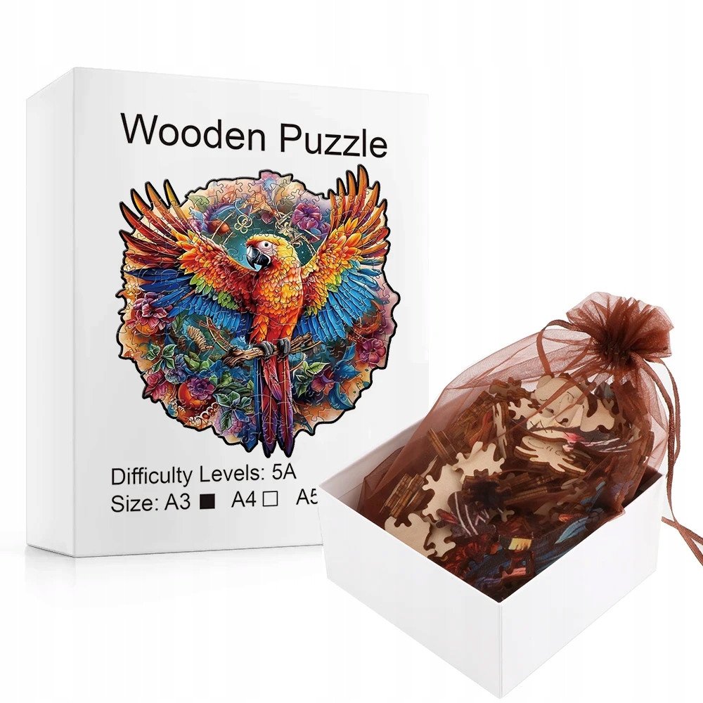 Puzzle Drewniane Wooden A3 dla dzieci i dorosłych 180 el. Papuga
