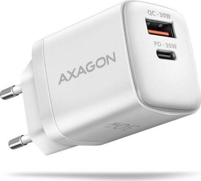 Ładowarka Axagon ACU-PQ30W Ładowarka sieciowa PD & QC 30W, QC3.0,4.0/AFC/FCP/PPS/Apple Biała