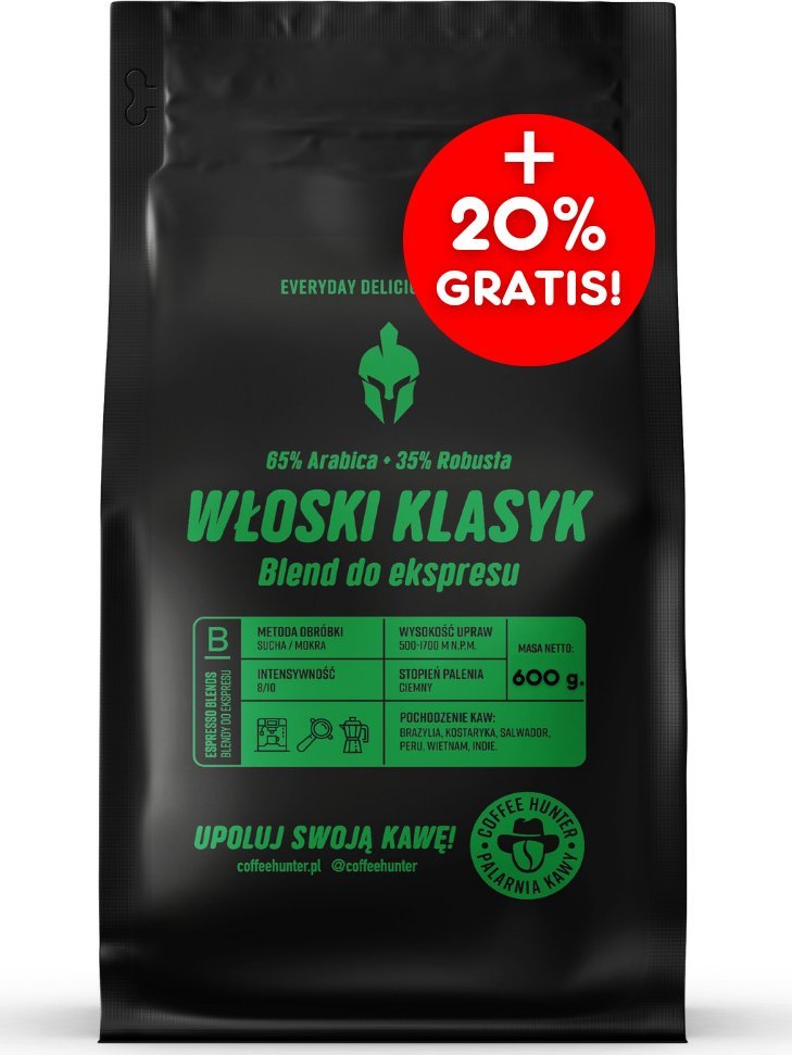 Kawa ziarnista Coffee Hunter Włoski Klasyk 500 g + 20%