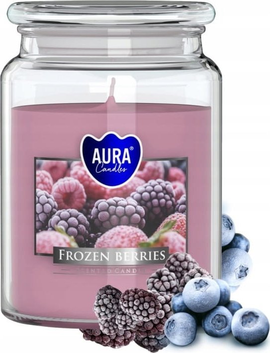 Świeca zapachowa w słoiku Mrożone jagody 14x9,8cm do 100h palenia