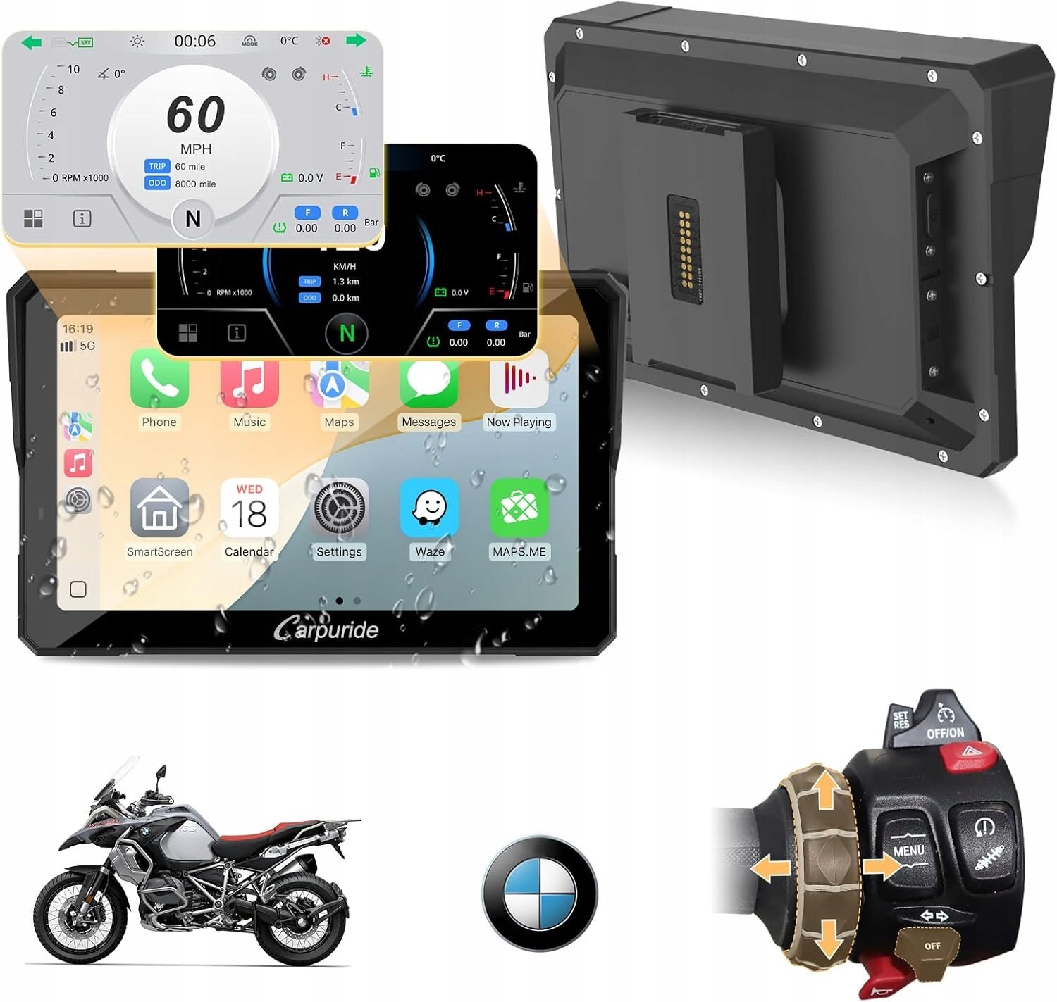 Carpuride W702BS Pro motocyklowy ekran Carplay BMW Wonder Wheel Wi-Fi 2025