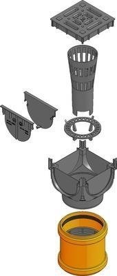 Brimarex TOP X, skrzynka uniwersalna, w kolorze czarnym, z zestawem podłączeniowym, 2 ściankami czołowymi, osadnikiem, syfonem oraz wskazówkami montaż