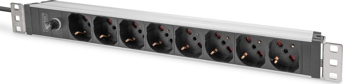 Digitus Digitus Socket strip with aluminum profile and back-up fuse, 8-way Italian output, 2 m cable IEC C14 plug
