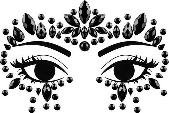 Dekoracja na twarz Kryształki czarne 15x9cm