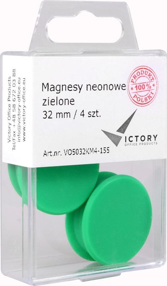 Victory Office Magnesy 32mm VICTORY OFFICE PRODUCTS 5032KM4-155 neonowe zielone 4szt