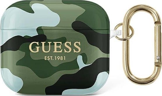 Guess Etui ochronne GUA3UCAMA Camo Collection do AirPods 3 zielone