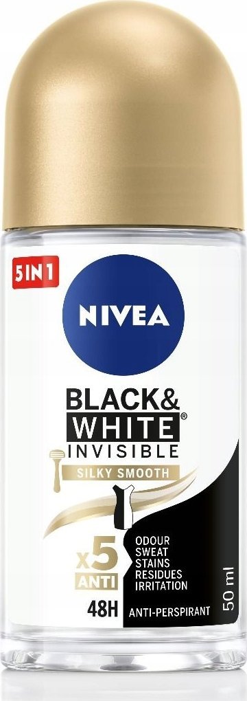 NIVEA DEZODORANT W KULCE ROLL ON 5W1 BLACK WHITE SILKY 48H 50ML