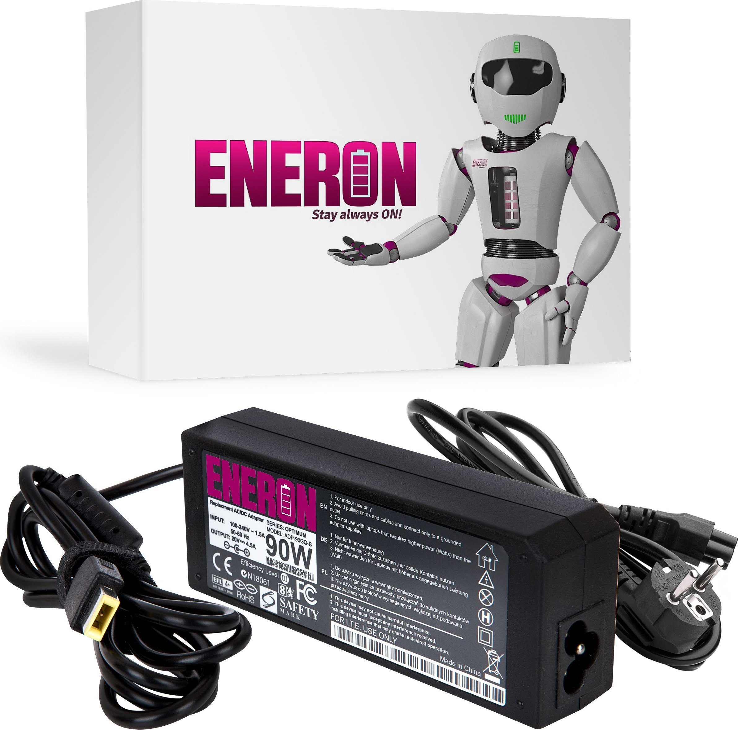 Zasilacz do laptopa Eneron 90 W, Slim Tip, 4.5 A, 20 V