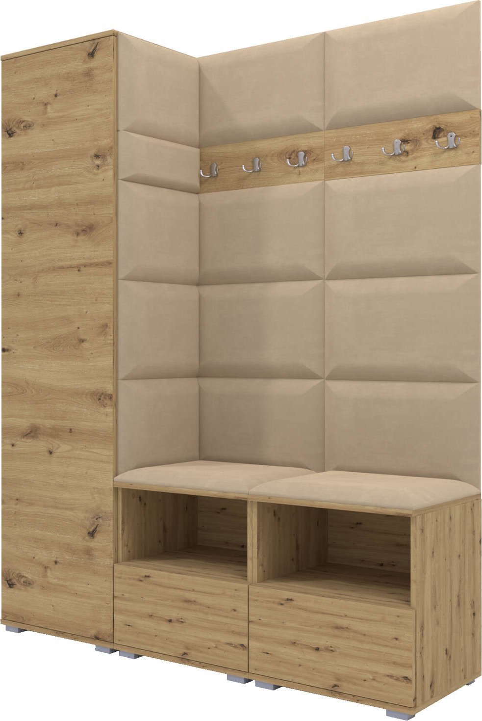 Ravio Tapicerowana garderoba Nela II - kolor dąb artisan + tkanina Trinity 04