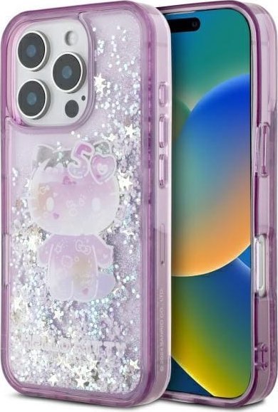 Hello Kitty Hello Kitty HKHCP16LL50PPU iPhone 16 Pro 6.3" fioletowy/purple hardcase Liquid Glitter 50TH Anniversary Party