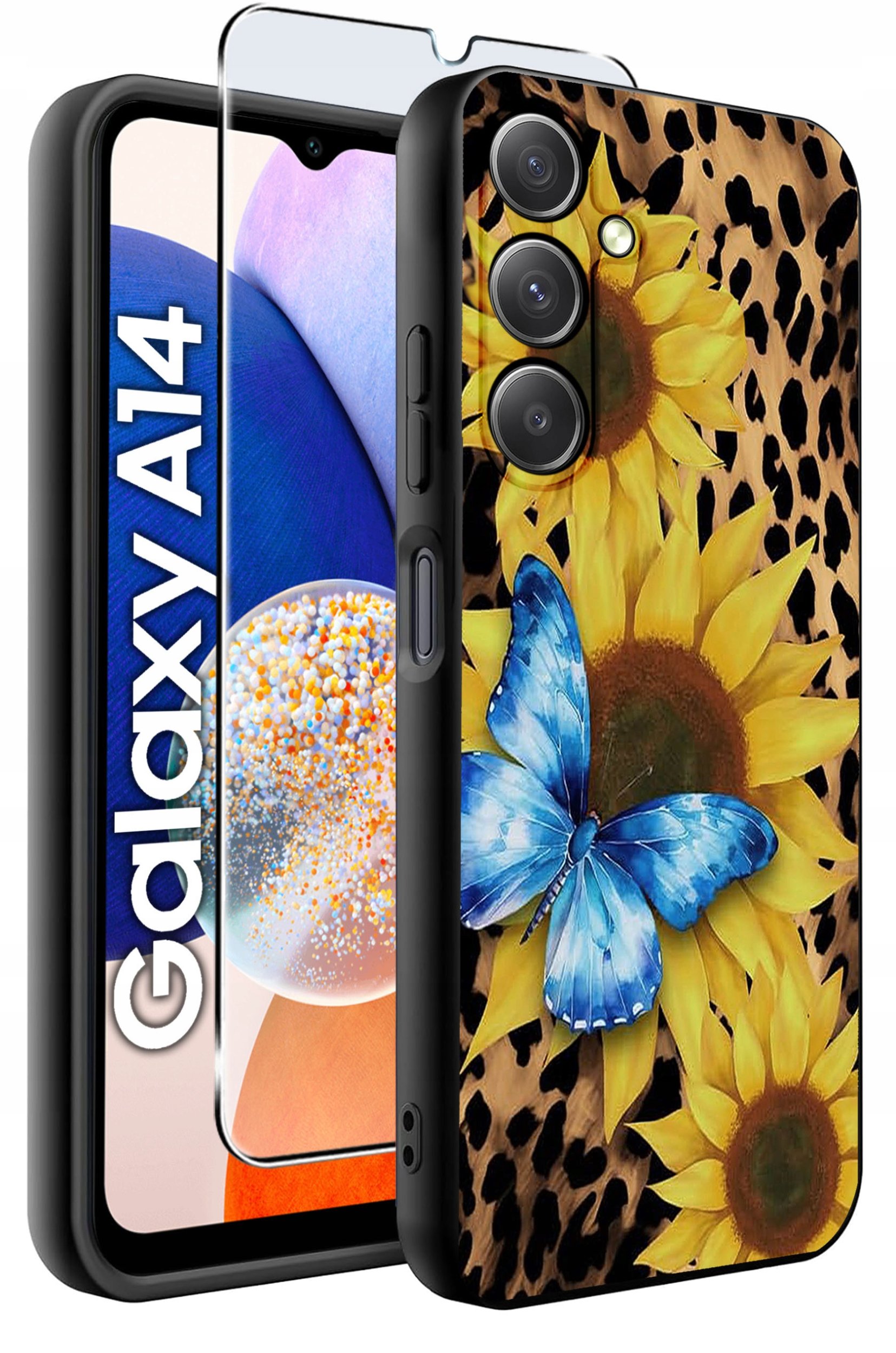 ETUI do Samsung A14 5G WZORY | SILIKONOWE MATT CASE + SZKŁO HARTOWANE 9H