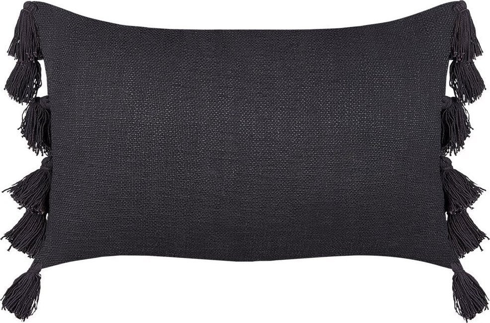 Beliani Bawełniana poduszka dekoracyjna z frędzlami 35 x 55 cm szara LYTHRUM!