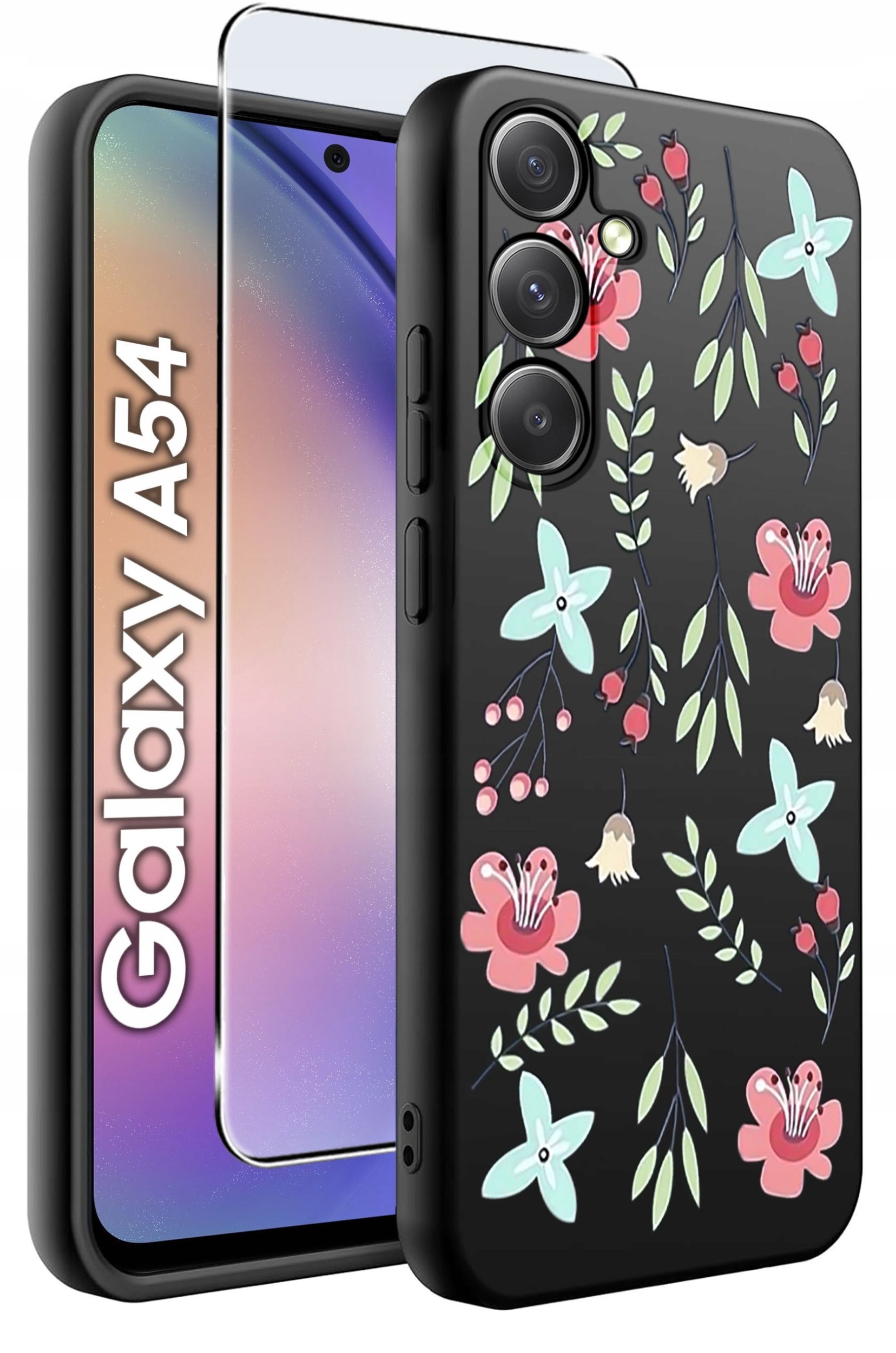 ETUI do Samsung A54 5G WZORY | SILIKONOWE MATT CASE + SZKŁO 9H
