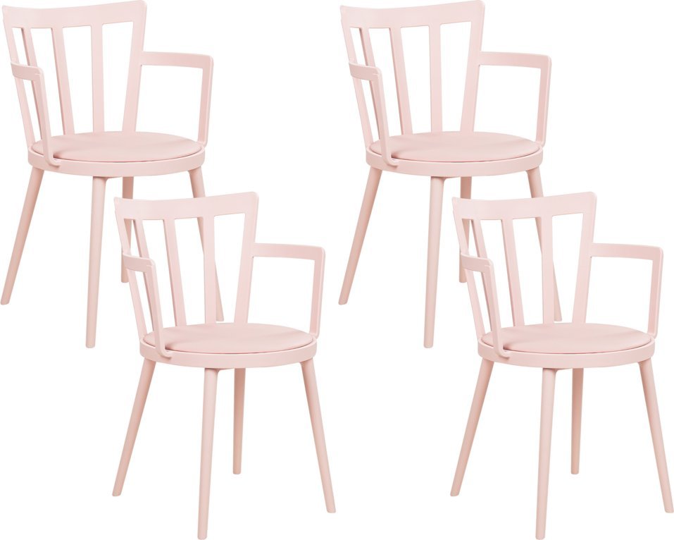 Beliani Zestaw 4 krzeseł do jadalni różowy MORILL