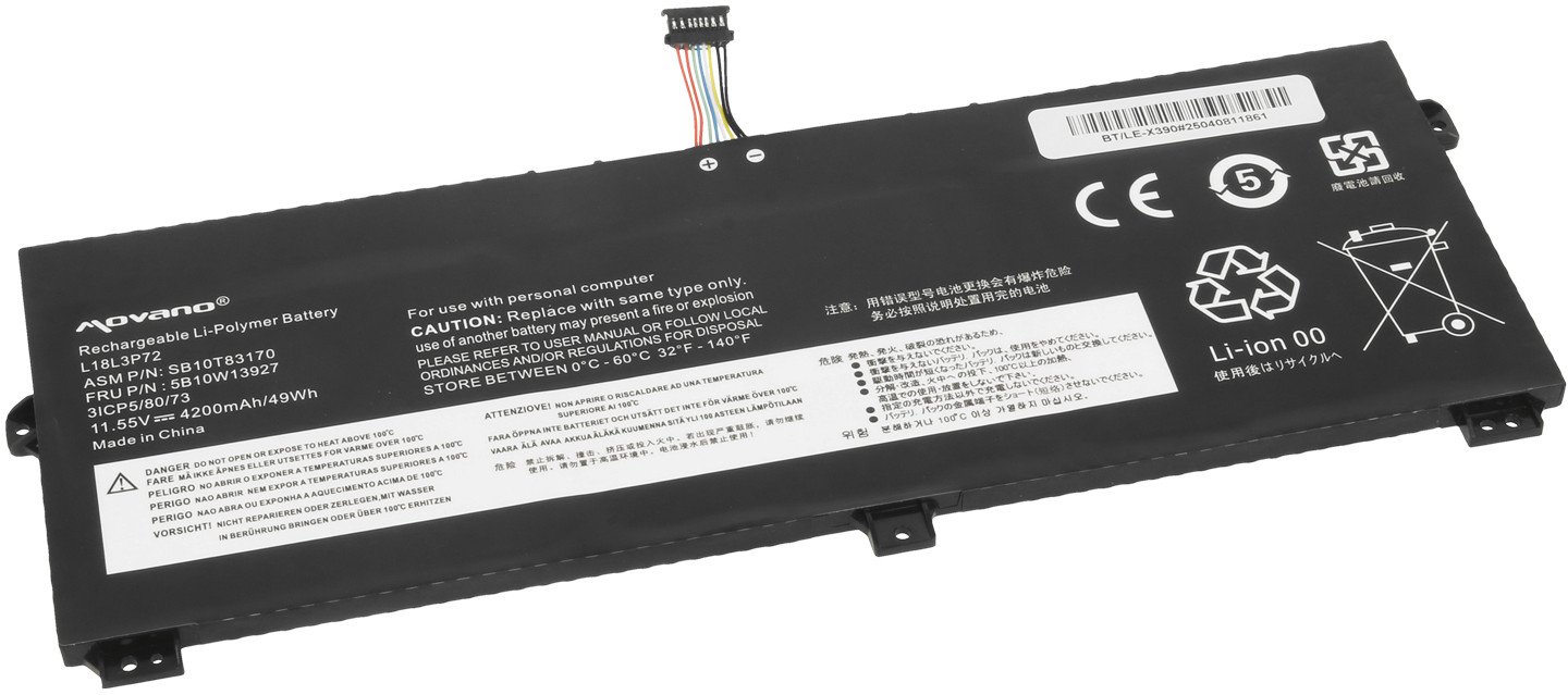 Bateria L18M3P72 L19M3P71 do Lenovo ThinkPad X390 Yoga X13