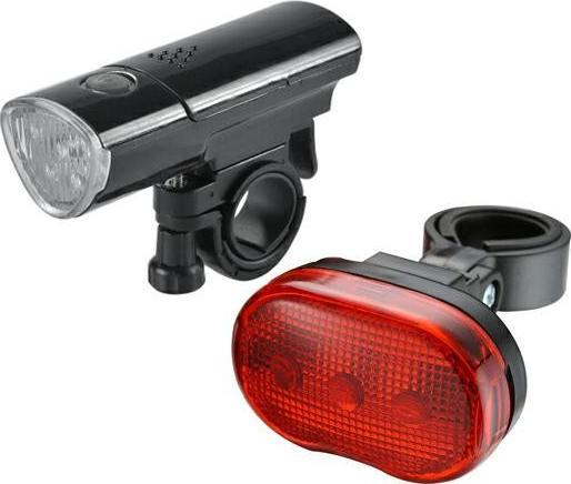 Carcommerce Lampki do roweru - przód czarna 5 super white LED + tył 3 LED