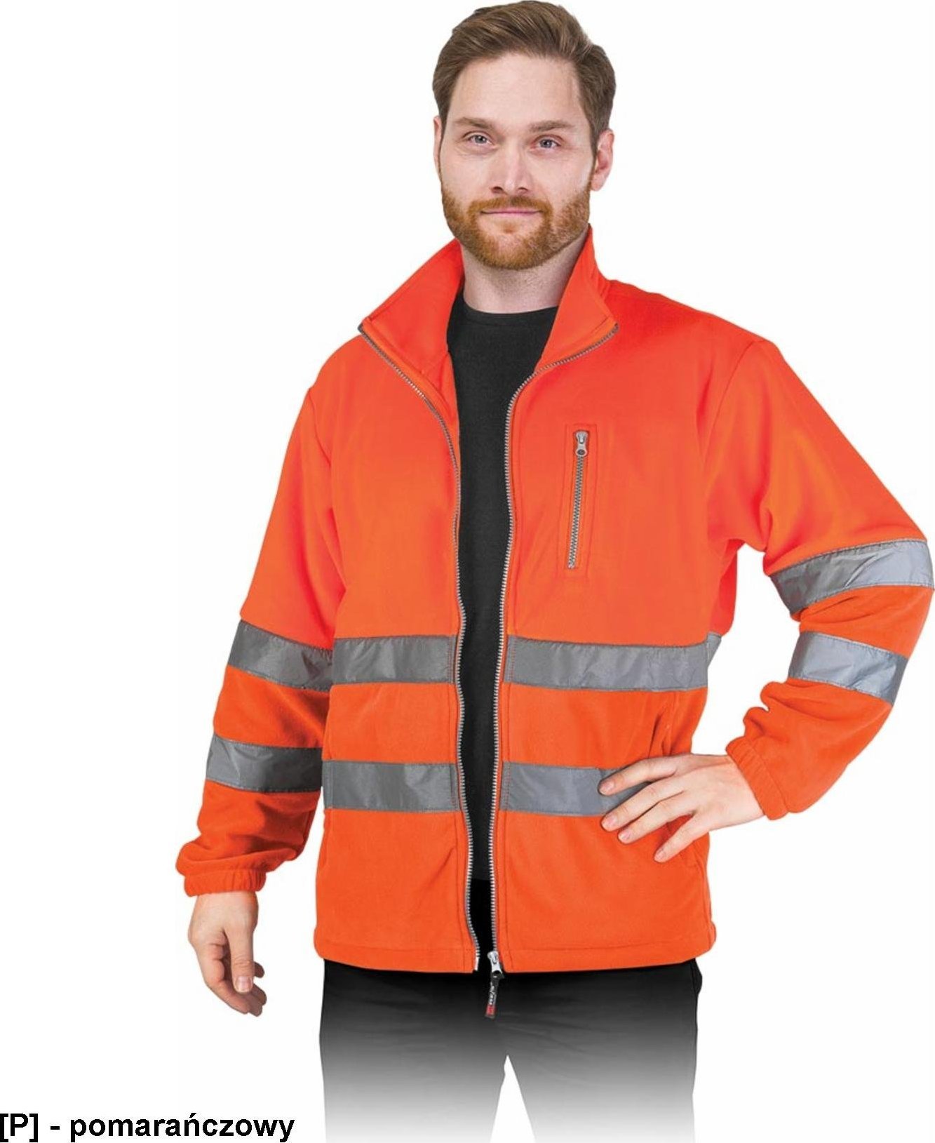R.E.I.S. POLSTRIP - bluza polarowa z pasami odblaskowymi - pomarańczowy L