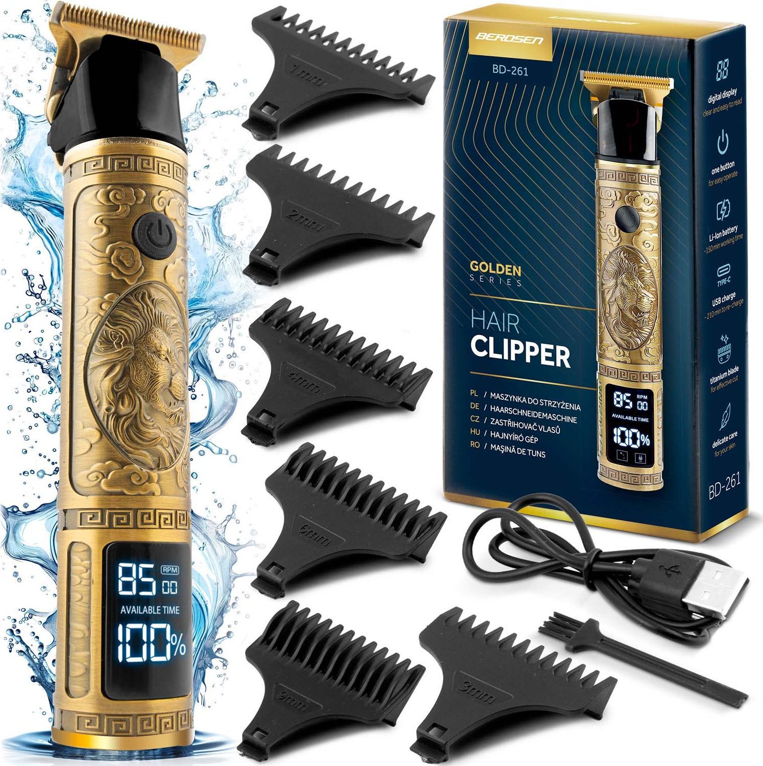 Maszynka do włosów Berdsen Maszynka do strzyżenia włosów Berdsen BD-261 złota Lew
