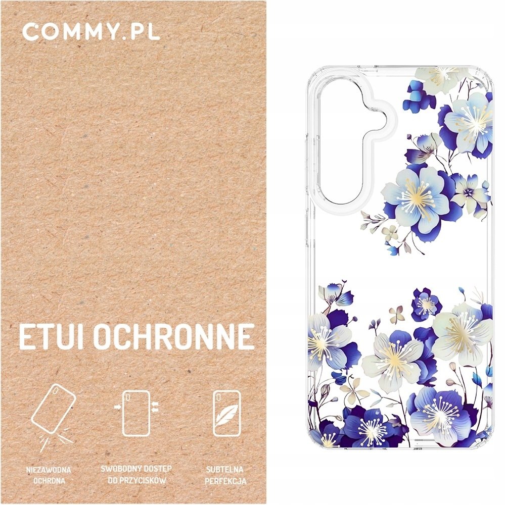 Przezroczyste mocne etui kwiaty Commy Samsung Galaxy S24 Case plecki