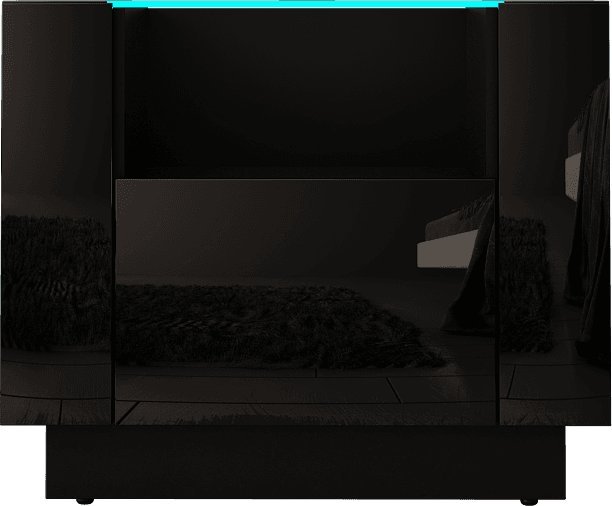 MEGSTYL SZAFKA NOCNA 55CM Z SZKLANYM BLATEM ALTA 4 Czarny mat - Czarny połysk