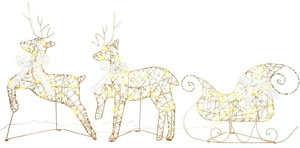 vidaXL LED Renifery z 60 diodami LED 3 pcs Ciepła biel PET