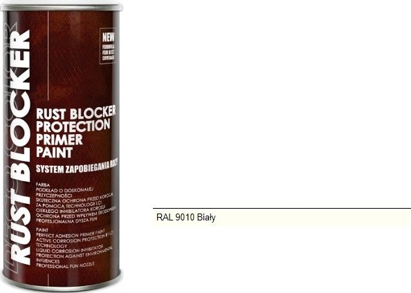 DECO COLOR Biała farba bezpośrednio na rdzę w sprayu Rust Blocker RAL9010 400ml