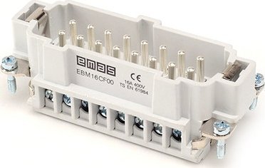 Emas Wsad męski do pokrywy metalowej 16 pin lub 32 pin (piny 1-16), 16 A T0-EB016CF00