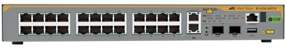 Allied Telesis AT-X330-28GTX-50 łącza sieciowe Zarządzany L3 Gigabit Ethernet (10/100/1000) Szary