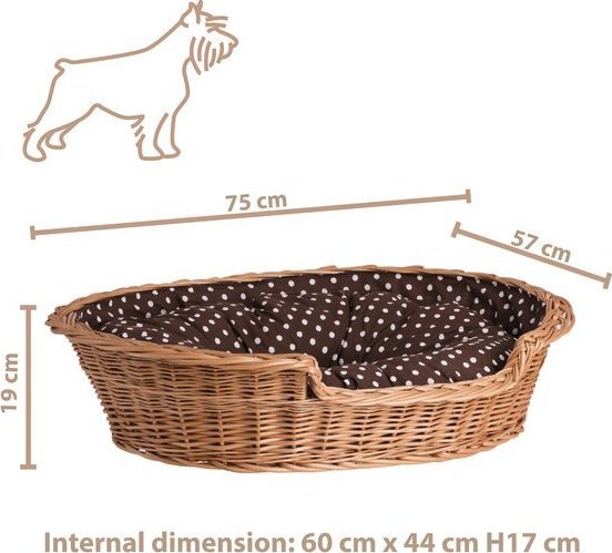 WickerPL POPPY WIKLINOWE OWALNE LEGOWISKO DLA ZWIERZĄT KOSZ DLA PSA 75X57 H19 / ROZMIAR WEWNĘTRZNY 60X44 H17 CM