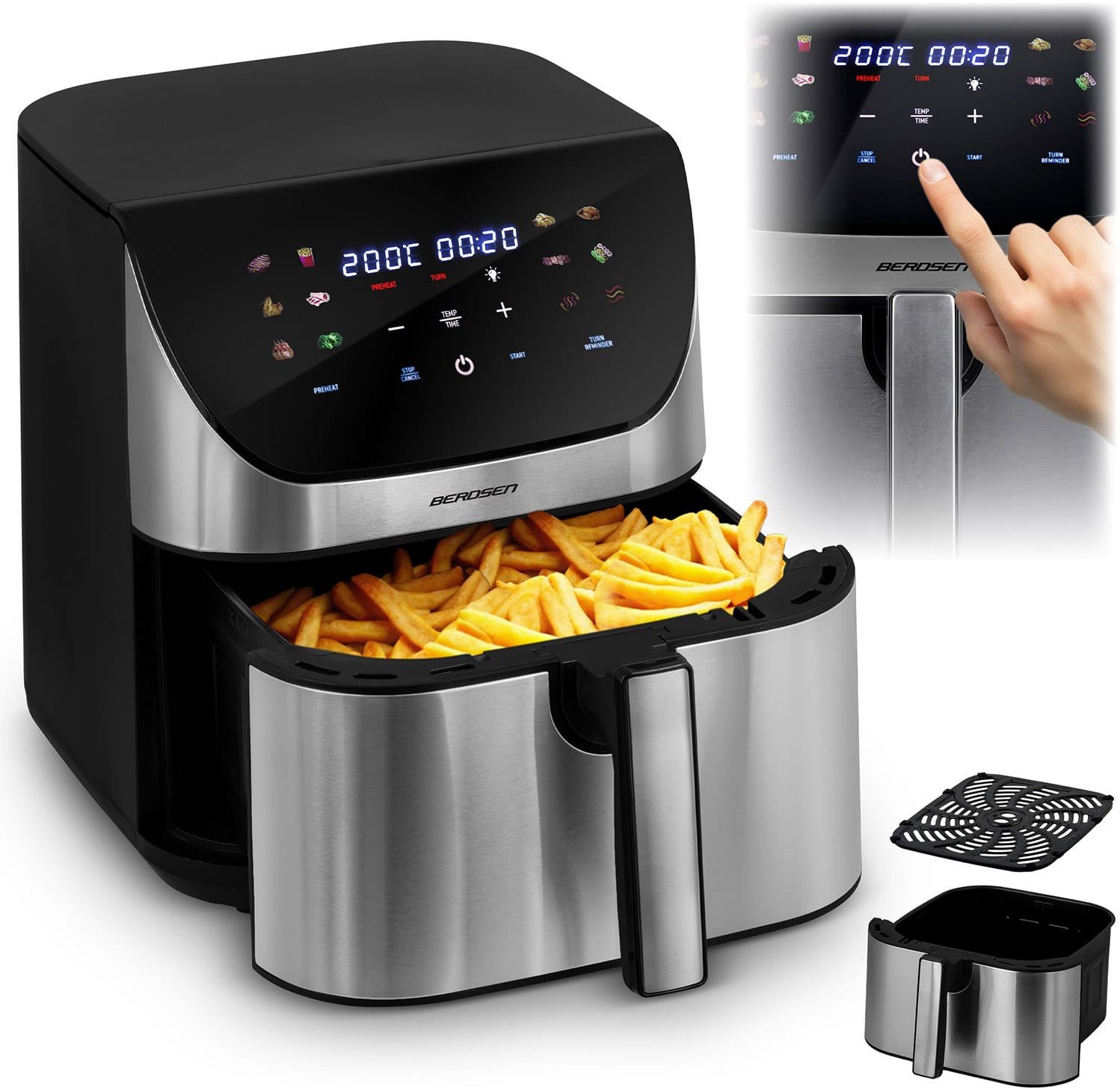 Frytkownica beztłuszczowa Air fryer Berdsen BD-659 srebrna