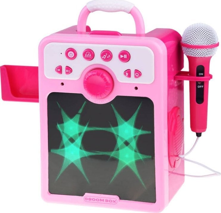 Jokomisiada Muzyczny głośnik różowy Boombox dla dzieci z mikrofonem IN0166